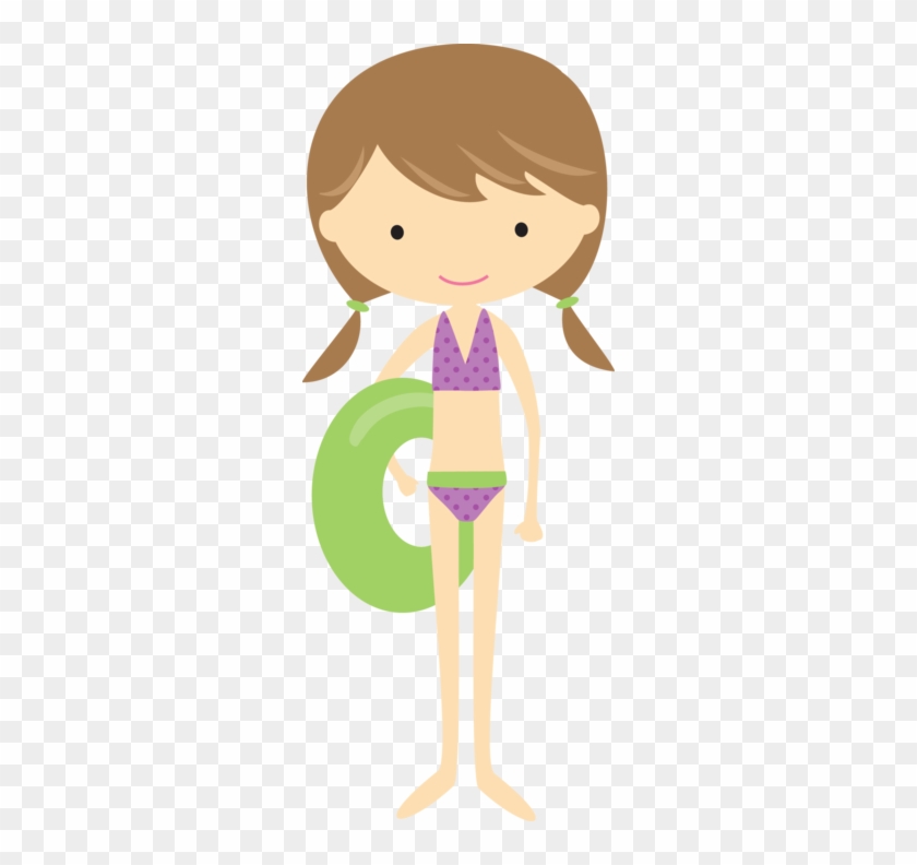Brown Haired Girl With Purple Swimsuit - Girl Wearing Swimsuit Clipart #324281