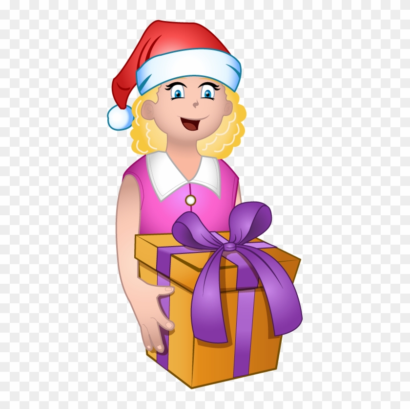 Free Clip Art Holiday Clip Art Christmas Little Girl - Clipart Get A Present #324287