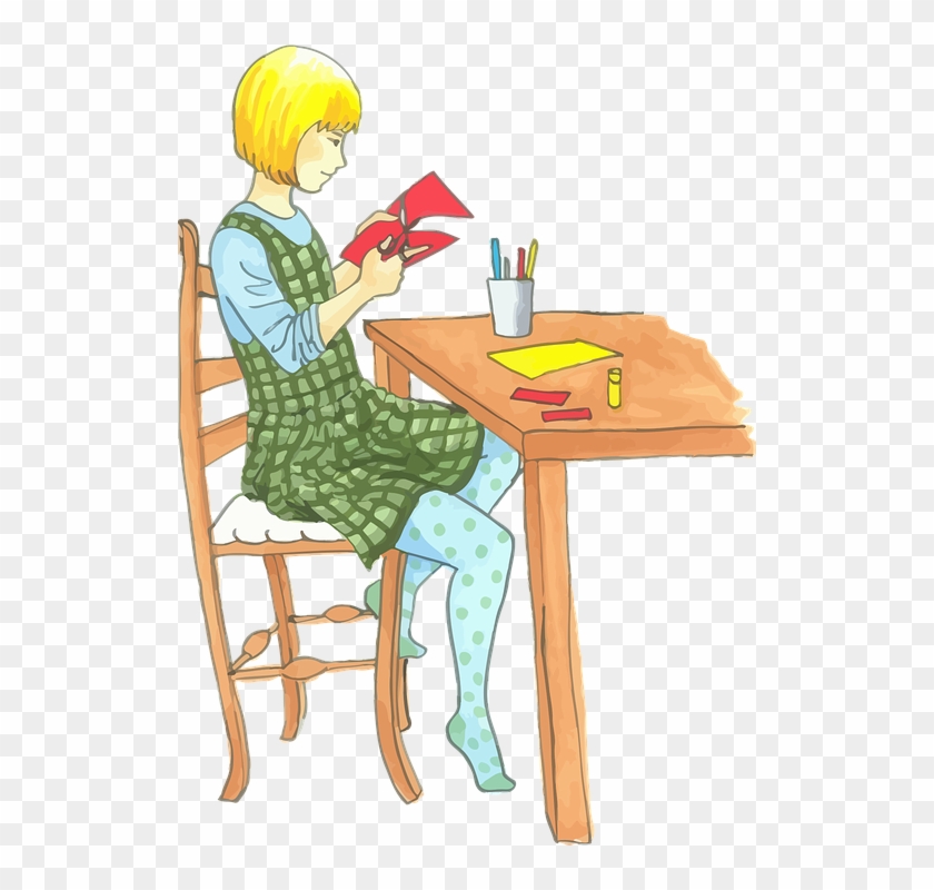 Girl Crib Cliparts 18, - Girl Working On A Project Clipart #324338