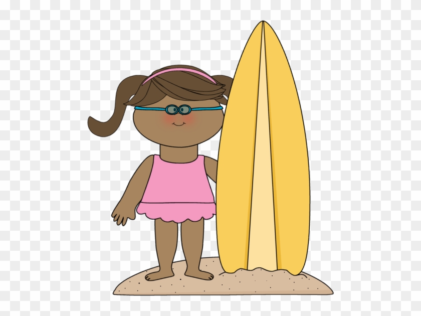 Kids Summer Clipart - Girl With Surfboard Clipart #324504