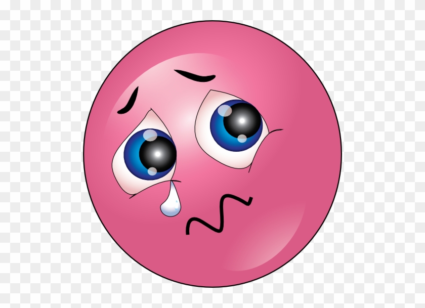 Crying Pink Smiley Emoticon Clipart - Clip Art Crying #324606