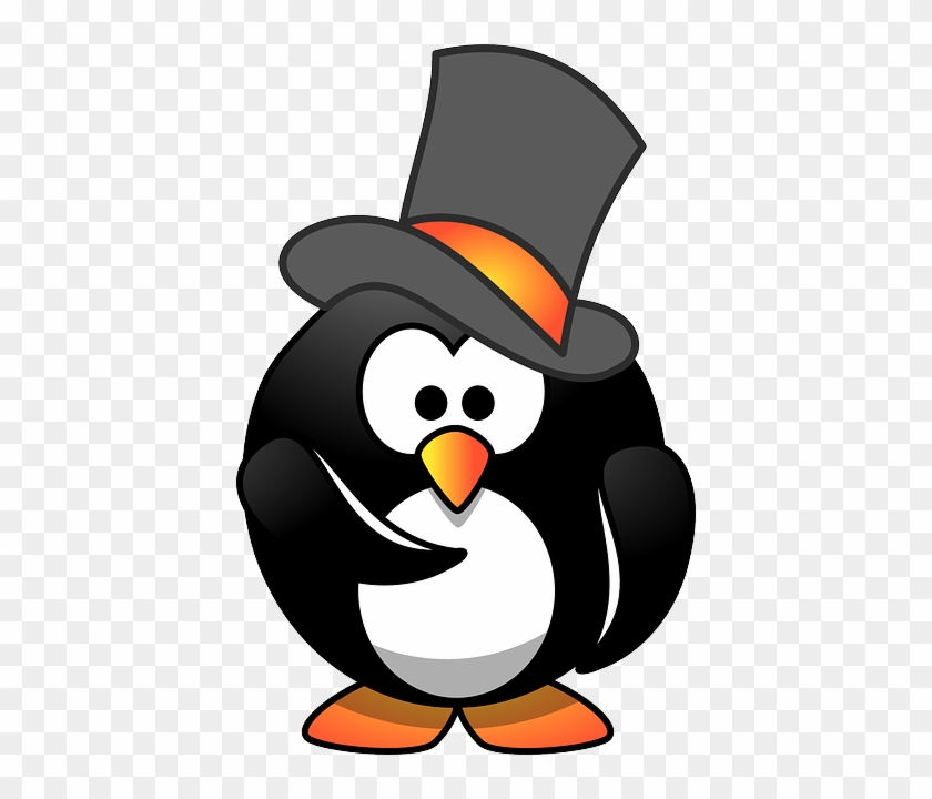 Penguin, Hirer, Hiring, Top Hat, Face, Person, Hat - Cartoon Penguin With A Top Hat #324725
