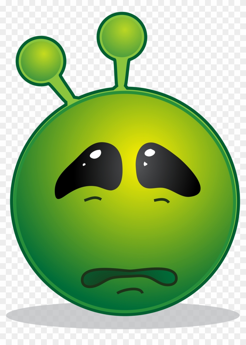 Smiley Green Alien Sad - Punny Alien Phobia Square Car Magnet 3" X 3&q #324858