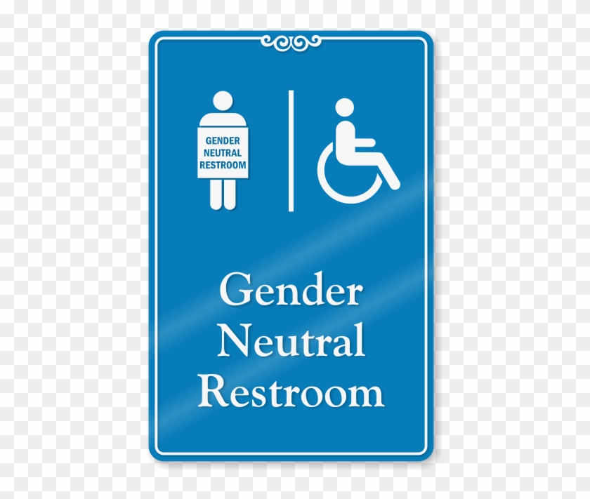Handicap Gender Neutral Restroom Showcase Sign - Unisex Public Toilet #325236