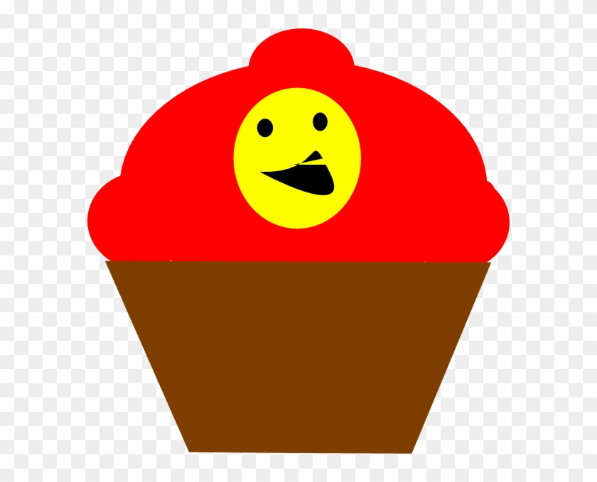 Cupcake Redbrown Smiling Face Clip Art - Smiley #325238