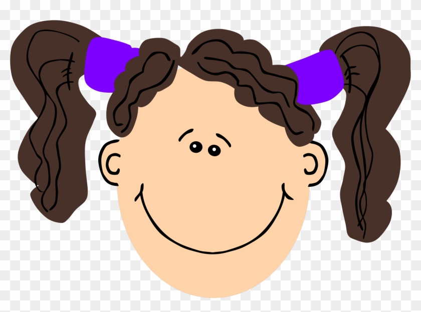 Hair Clipart Pigtail Hair - Cartoon Girl Face #325560