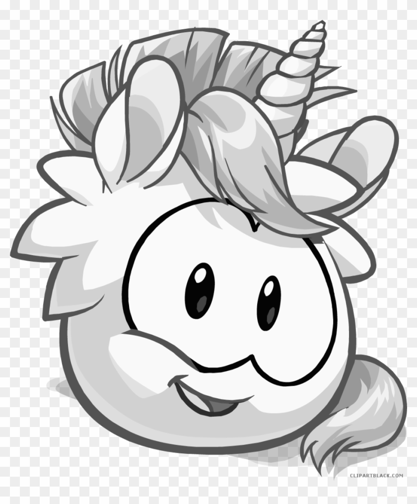 Cute Unicorn Animal Free Black White Clipart Images - Club Penguin Cute Puffle #325688