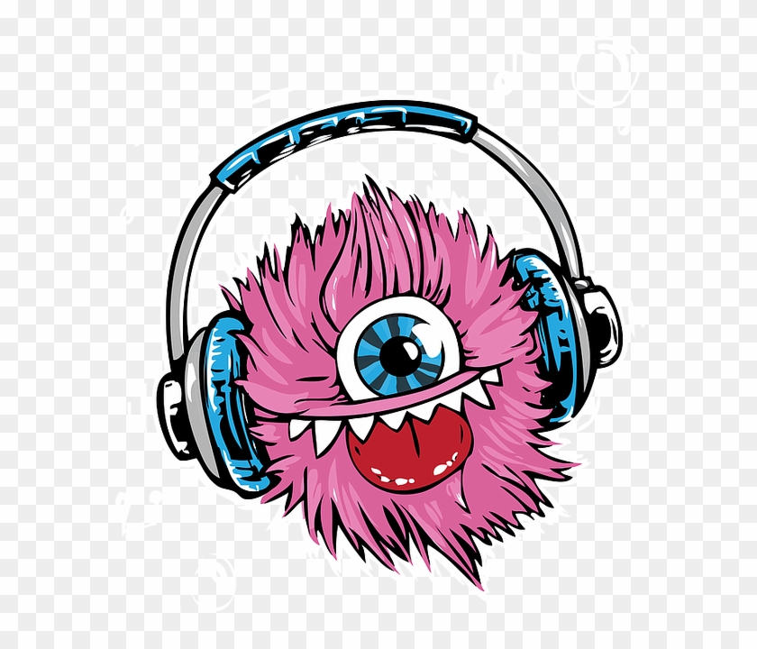 Monster, Headphones, Headset, Listen, Smile, Music - Music Monsters Art #325752