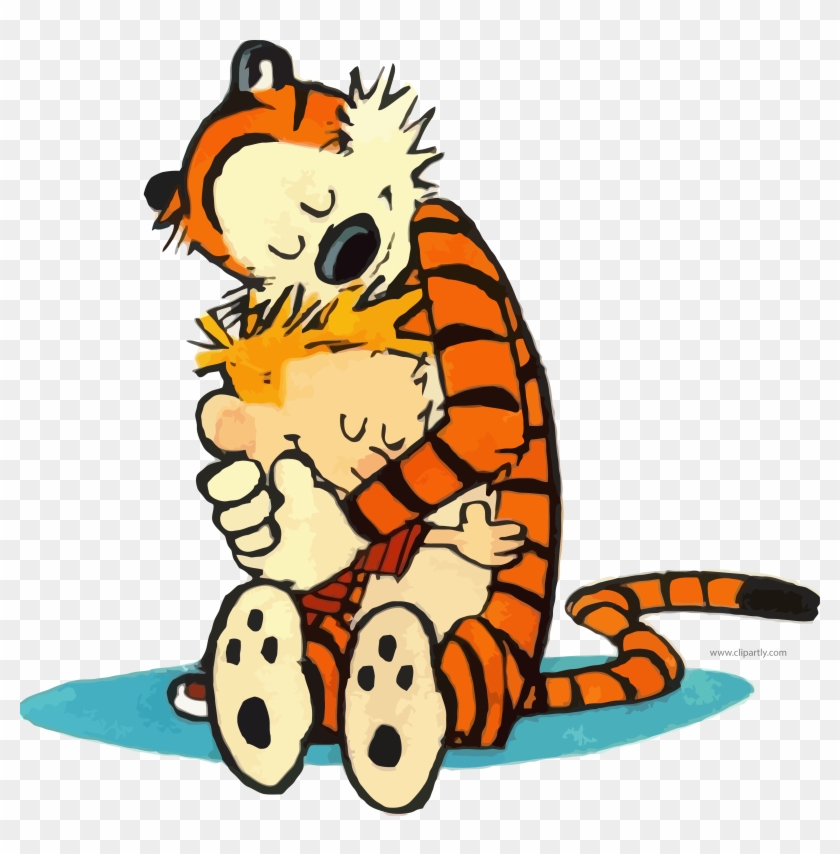 Sleeping Tigger And Boy Hug Clipart Png - Calvin And Hobbes Sad #325873