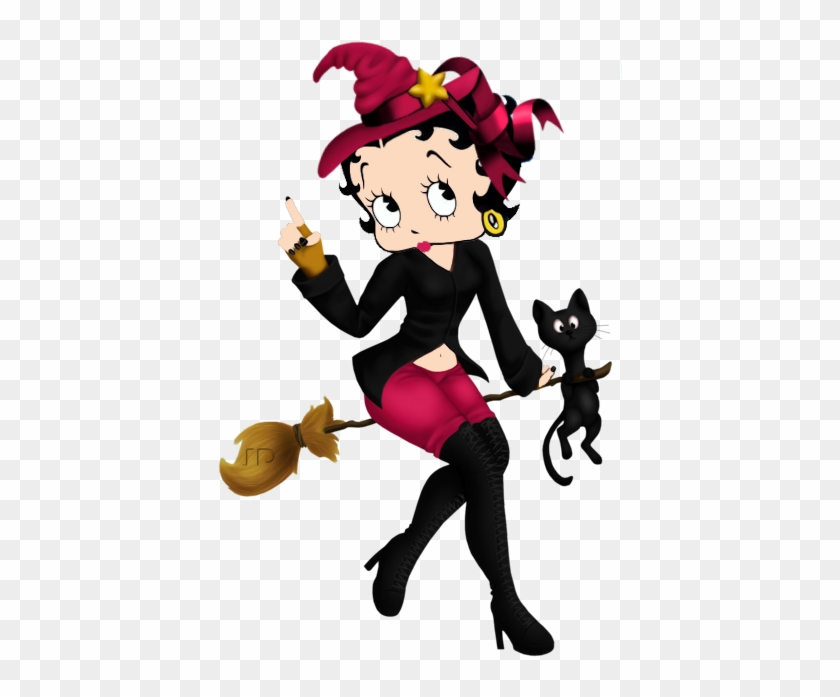 Bb- Sitting On Broom - Animated Betty Boop Witch #326459