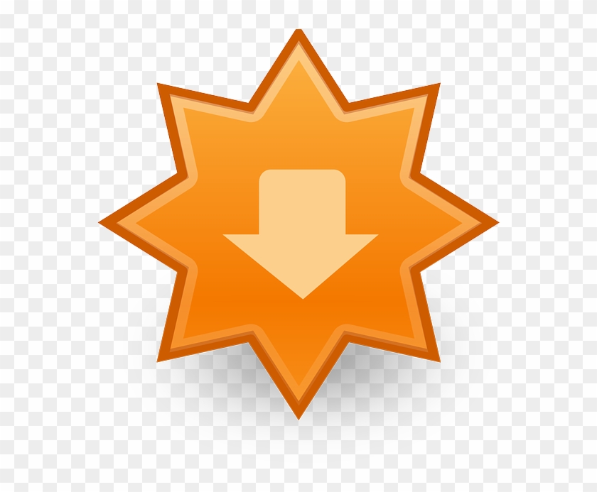 Download, Arrow, Down, Star, Badge, Orange, Icon - Update Icon #326504
