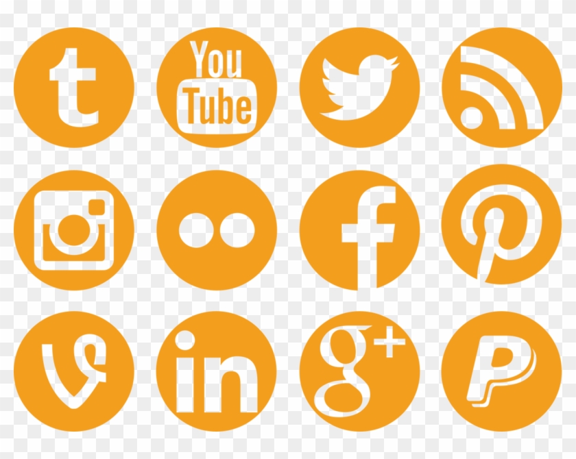 Social Icons Png Image - Orange Social Media Icons #326589