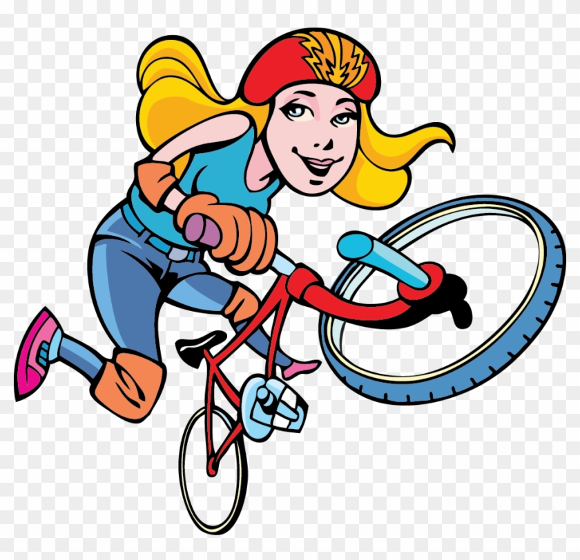 Girl Biking Team Cartoon - Free Transparent PNG Clipart Images Download