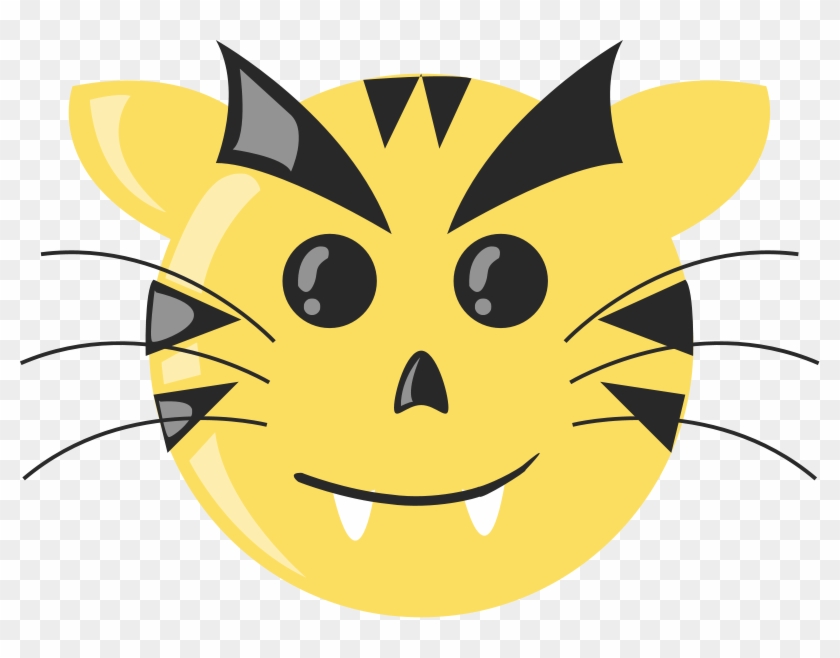 Cartoon Tiger Face Sad - Custom Yellow Cat Face Shower Curtain #326696