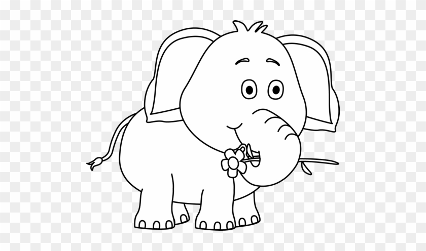 Cute Elephant Drawings - Elephant Black And White Clipart #327154