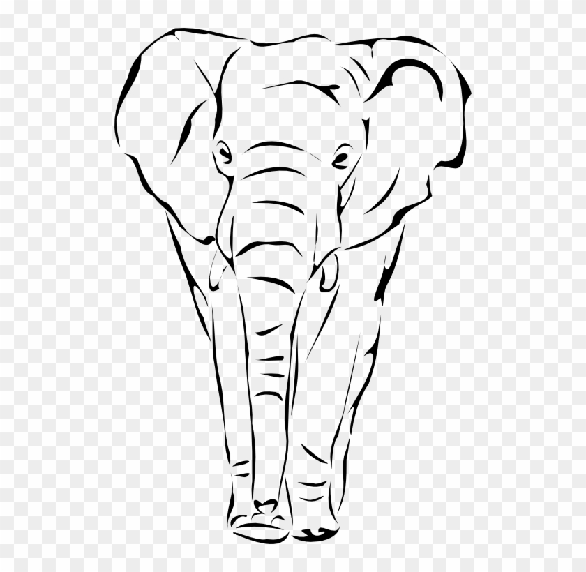 Drawings Of Elephants Clipart - Éléphant De Face Dessin #327184