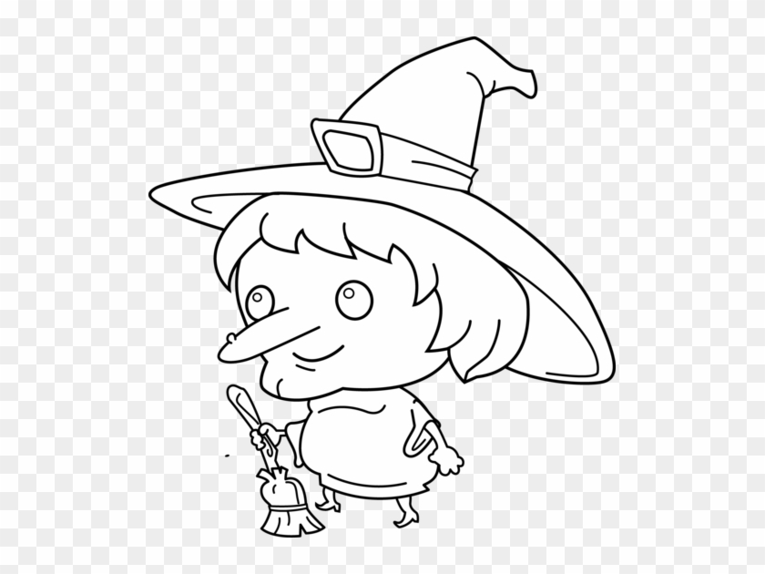 Cute Witch Coloring Page - Witch Black And White #327236