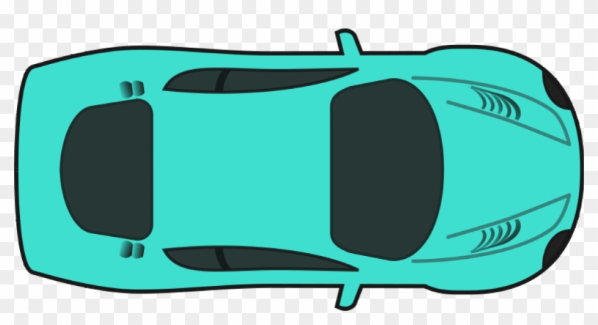 Turquoise Racing Car Vector Drawing - Car Top View Clipart #327683