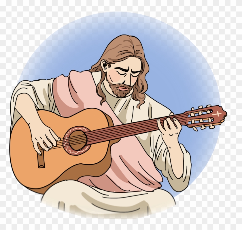How To Write A Christian Rock Song In 5 Easy Steps - Jesus With Guitar Cartoon #328179