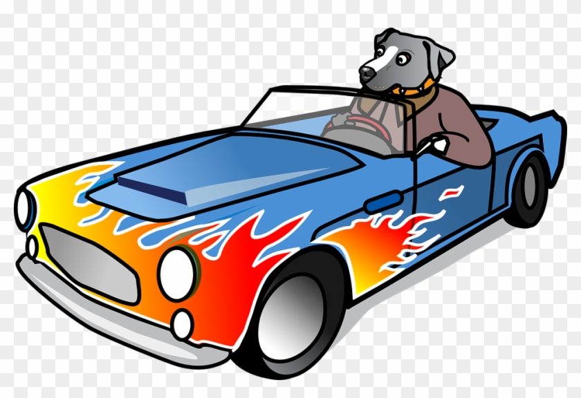 Dog In Sports Car - Cartoon Dog Driving Sports Car Mugs #328448