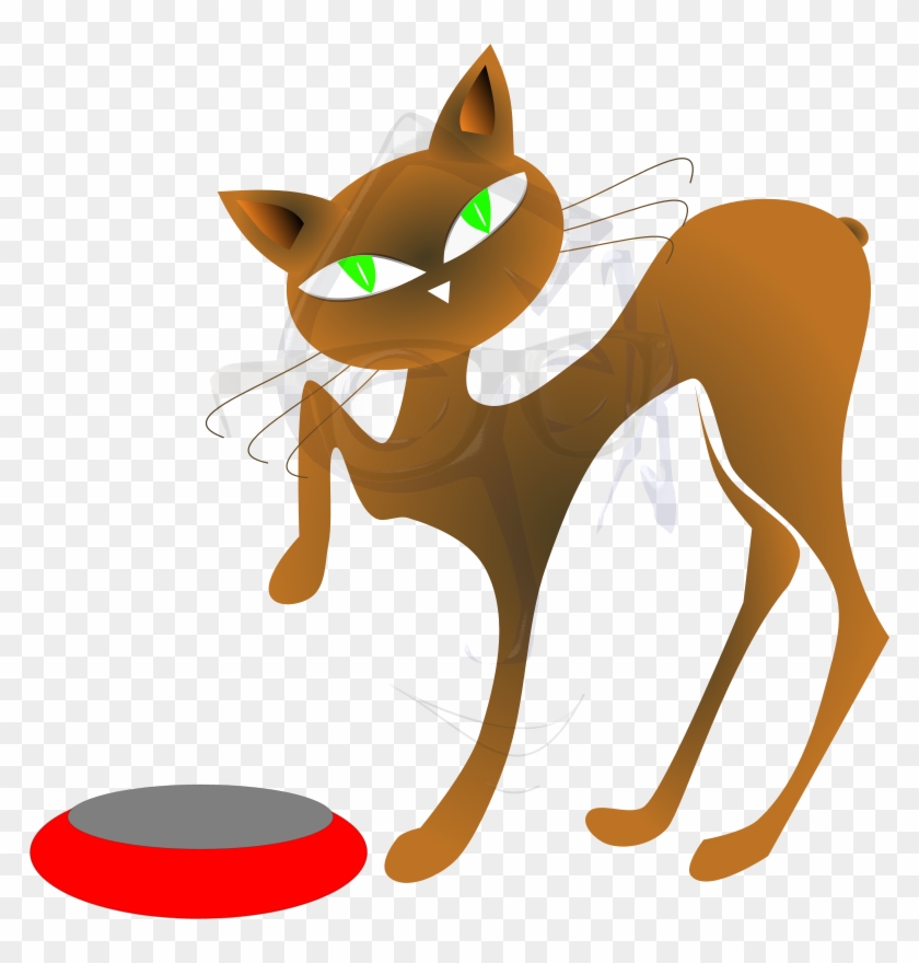 Cartoon Cat Demanding Food In Bowl - Domestic Short-haired Cat #328470