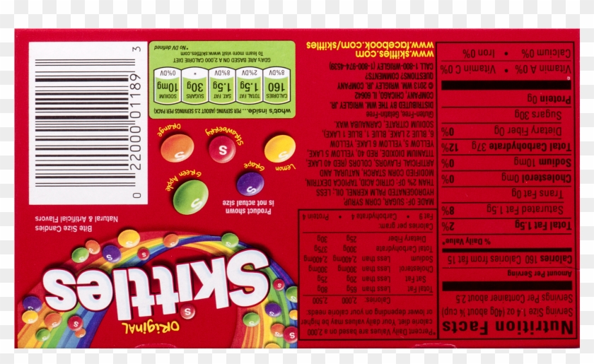 Back Of A Skittles Box #328644