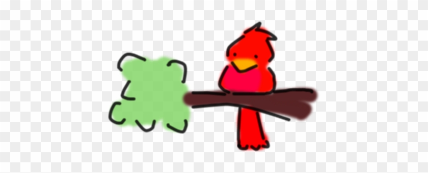 Little Red Bird Sitting On A Tree By Roodoki - Cartoon #329042