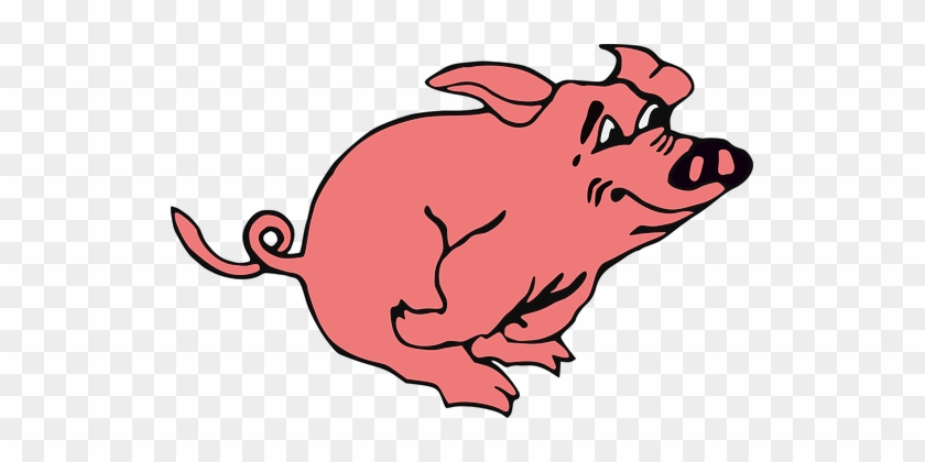 Pig, Hog, Piggy, Pink, Swine, Pork - Pig Running Clipart #329179