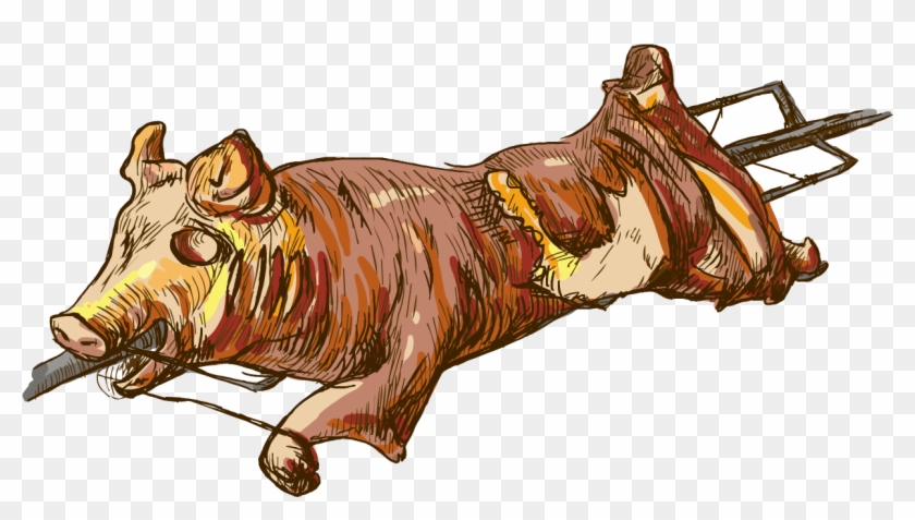 Pig Roast Suckling Pig Roasting Illustration - Cow In Lechon Cartoon #329269