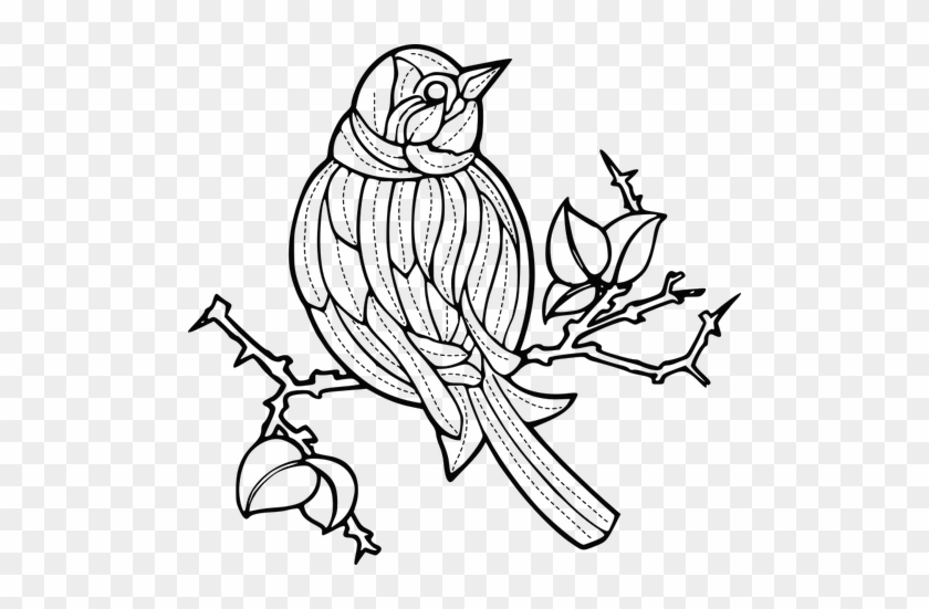 5372 Free Clip Art Line Drawing Bird Public Domain - Embroidery #329444