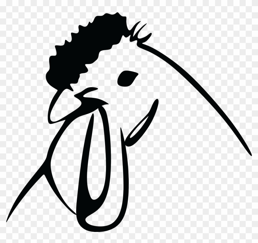 Free Clipart Of A Black And White Chicken Head - Chicken Line Png #329465