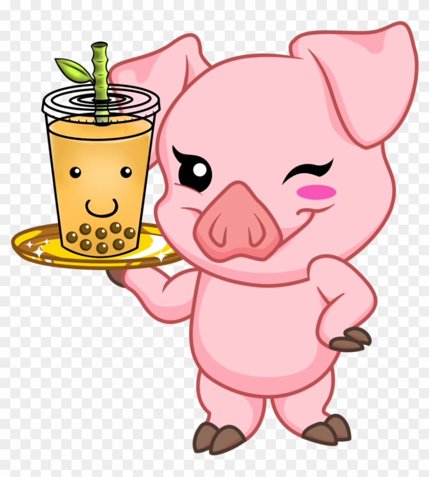 Bobaddiction Pig Fixed - Pig Cartoon Drink Bubble Tea #329793