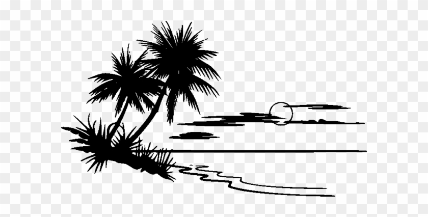 Oasis - Palm Tree Beach Outline #330087