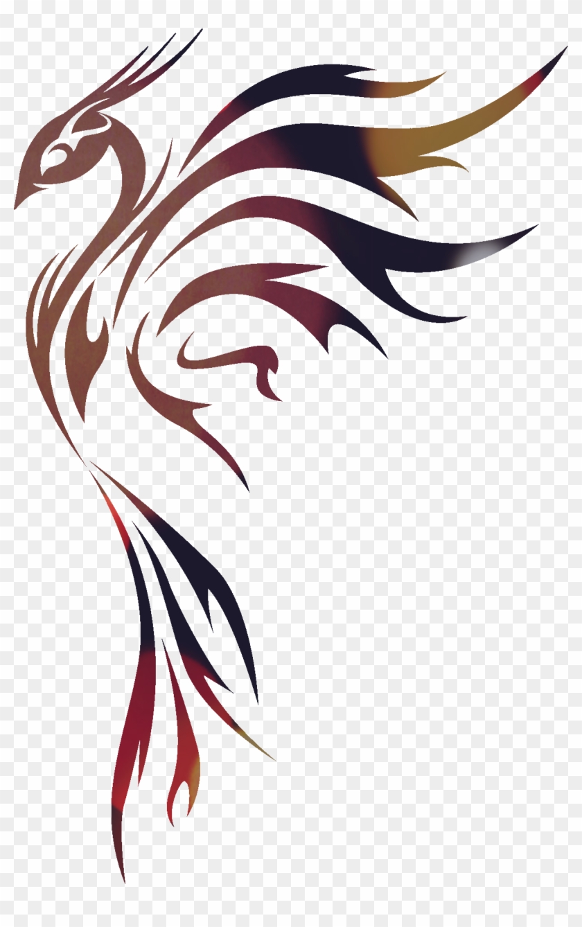 Tribal Bird Gradient Colours - Small Phoenix Bird Tattoo On Girl #330286