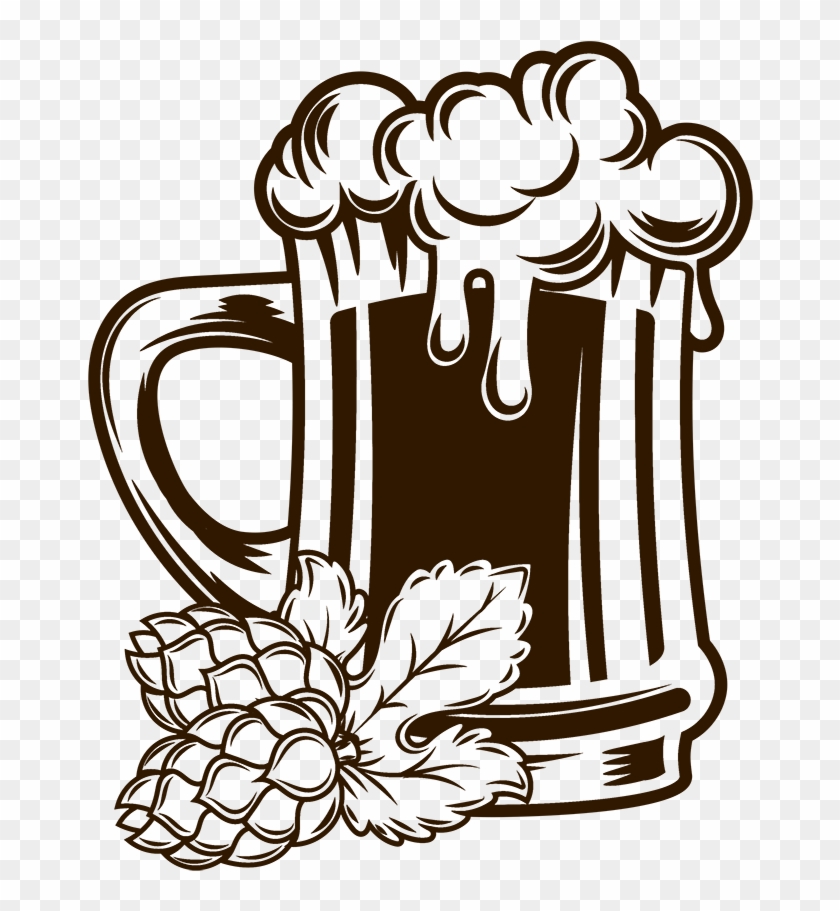 Beer Mug With Hops - Beer Drawing Png #330569