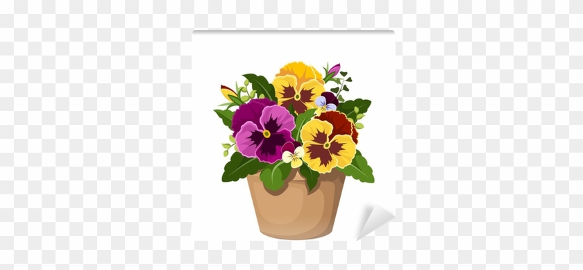 Pansy Flowers In A Pot - Cafepress 3 Pansies 5'x7'area Rug #330570