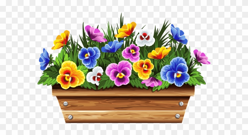 Box With Violets Png Clipart Picture - Flower Window Box Clipart #330579