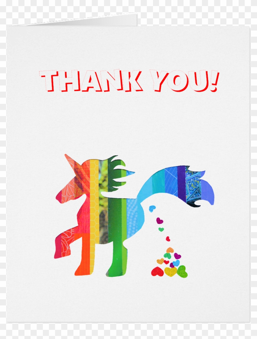 Gc004 Unicorn Thank You Card Poop Heart - Unicorn Birthday Card #330882