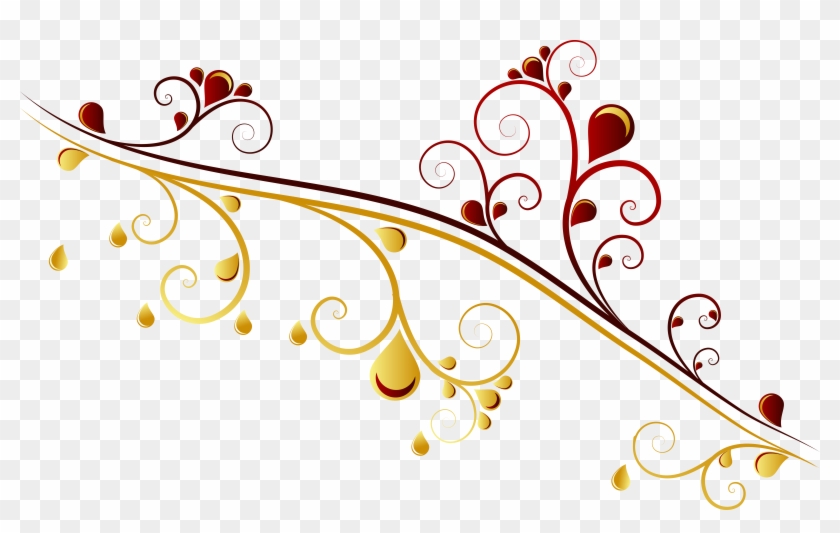 Gold Vector Flower Png - Golden Floral Vector Png #330987