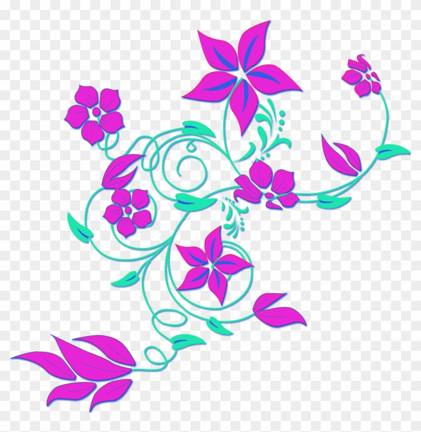 Purple Flower Clipart Gambar - Purple Flowers Clip Art Border #330992