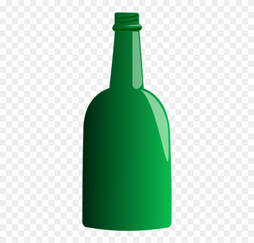 Wine Bottle, Stubby, Glass, Glassware, Green, Wine - Green Bottle Clipart #331246