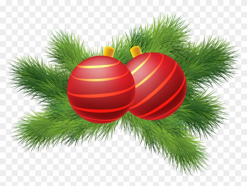 Christmas Decor With Red Christmas Balls Png Clipart - Articulos Navideños Png #331531