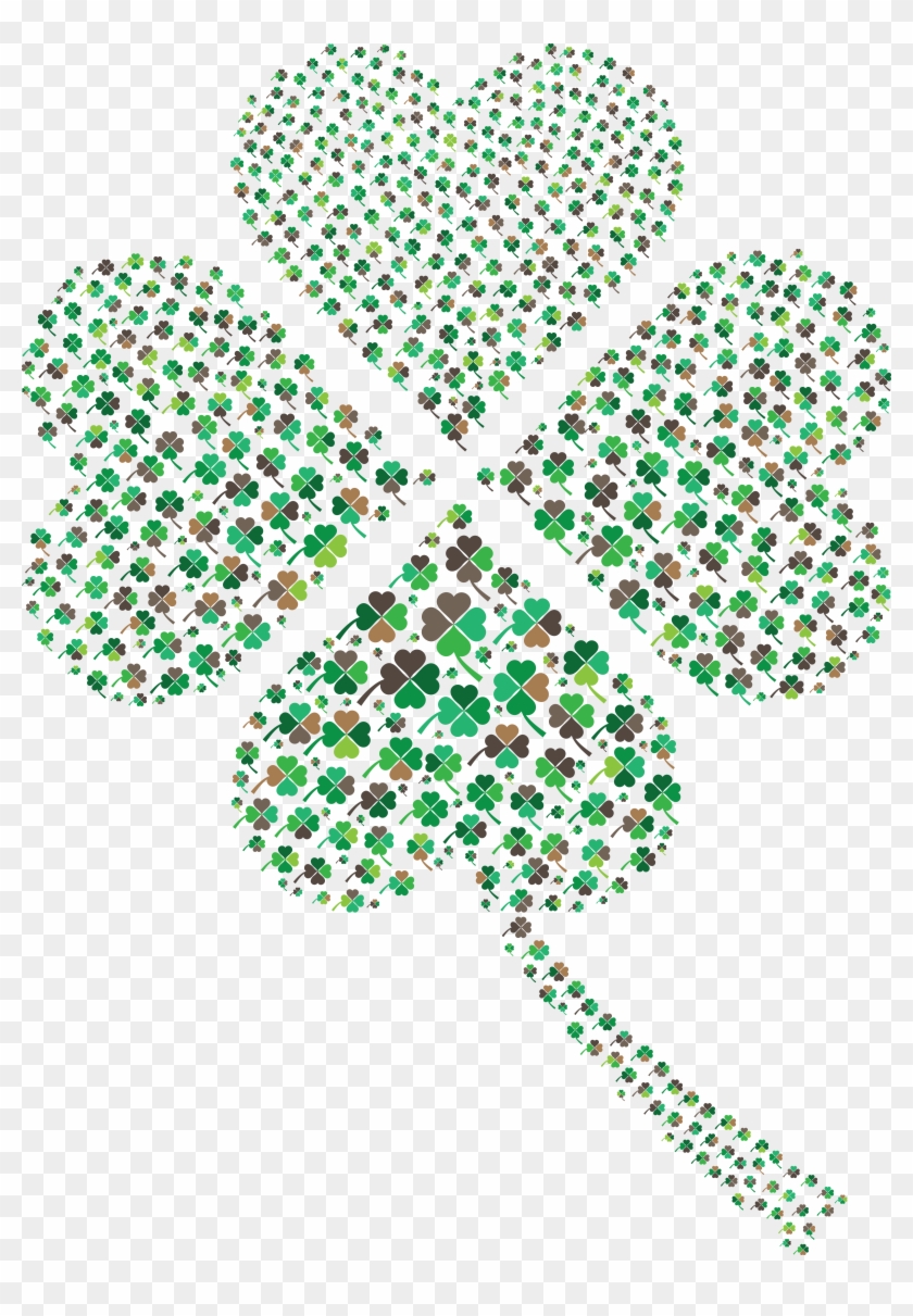 Free Clipart Of A Patterned St Paddys Day Shamrock - Green Four Clover Leaf #331540