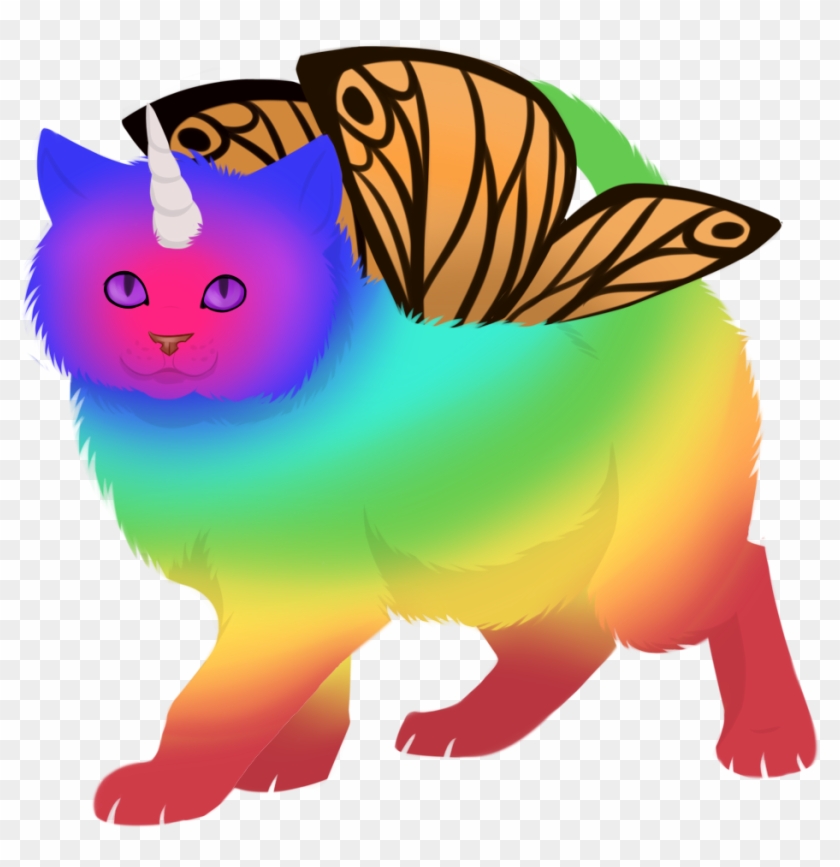 Rainbow Unicorn Butterfly Kitten By Karaskakalac - Cartoon #331564