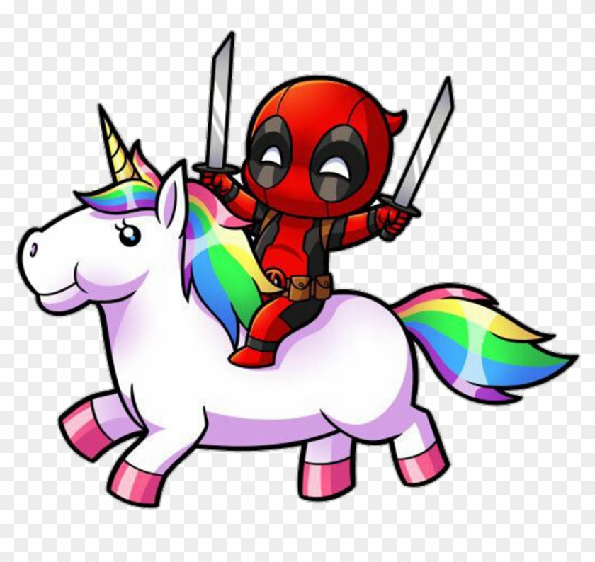 Deadpool Unicorn Unicornio Picsart Creative Love Tumblr - Deadpool Riding A Unicorn #331603