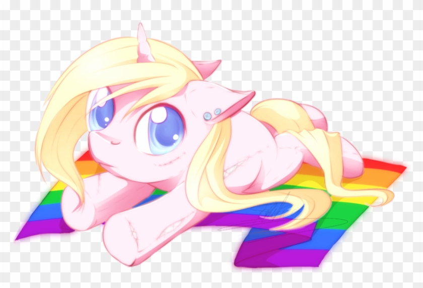 Rainbow Flag Unicorn [comm] By Crystalsonatica - Cartoon #331623