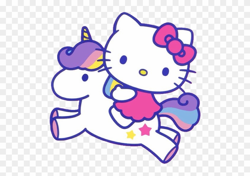 Hellokitty Hk Unicorn Unicorns Sticker Pink Purple - Unicorn Hello Kitty #331709