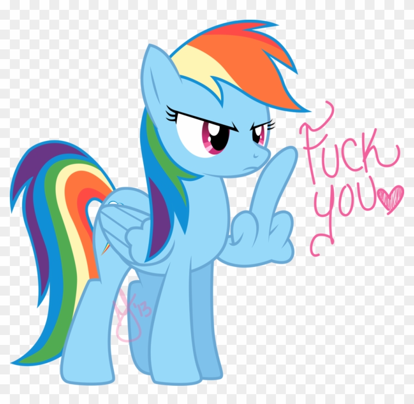 Ieatedaunicorn, Fuck You, Heart, Middle Feather, Middle - Rainbow Dash Flip Off #331714