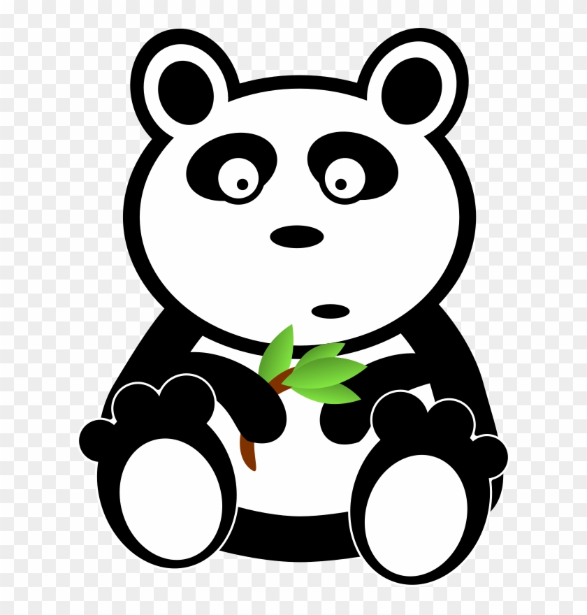 Panda With Bamboo Leaves By Adam Lowe A Cute Cartoon - Cartoon Panda Bear Shower Curtain #331800