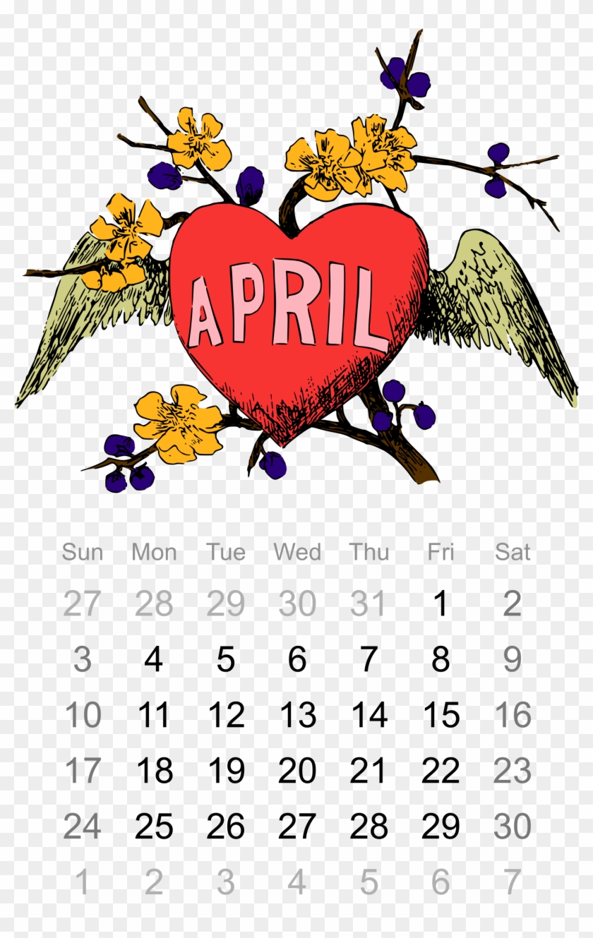 Clipart - Heart W/wings Personalize Wall Calendar #331803